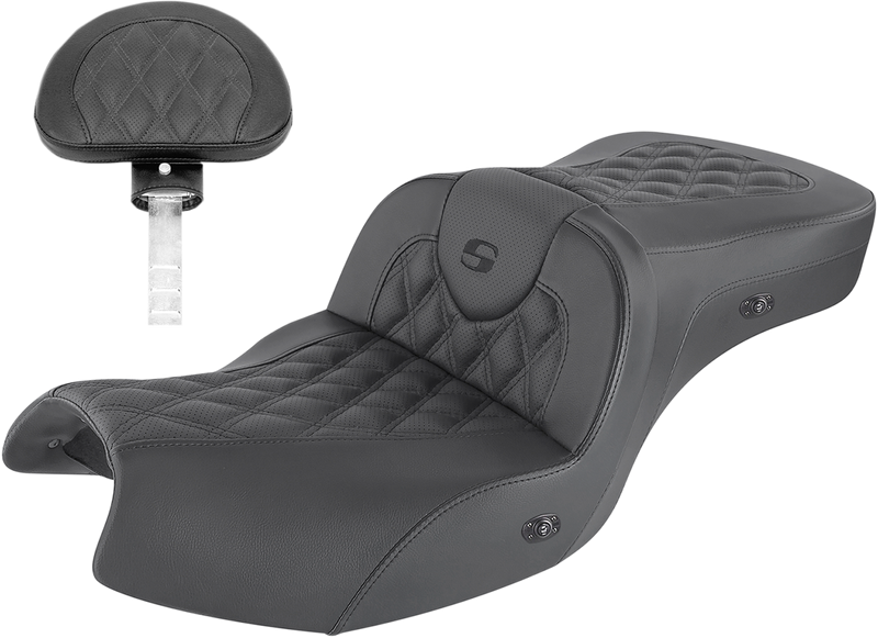 SADDLEMEN Roadsofa Seat - Lattice Stitched - Heated - Indian '20-'23 - Backrest - I20-06-182BRHCT - PartsOutlet.com.au