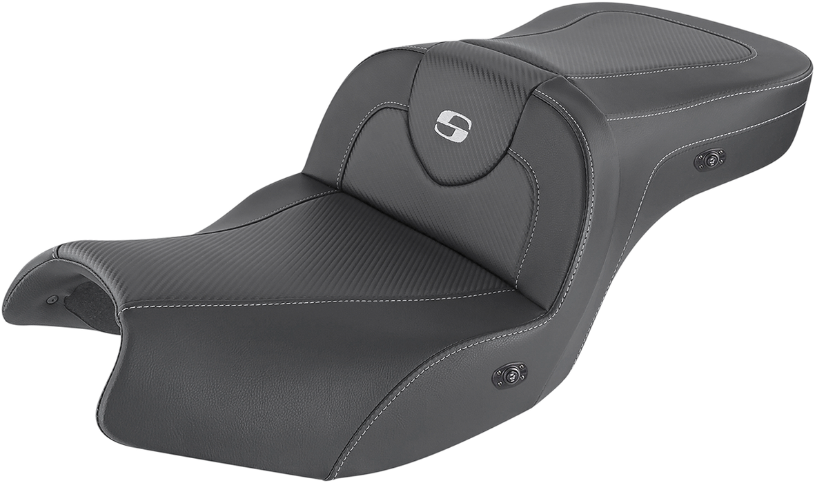 SADDLEMEN Heated Road Sofa Seat - Carbon Fiber - Black - Indian '20-'23 - I20-06-185HCT - PartsOutlet.com.au