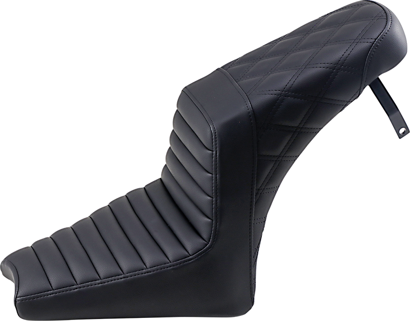 SADDLEMEN Step Up Seat - Indian Scout Bobber '18-'23 - Tuck and Roll/Lattice Stitched - Black I18-33-176 - PartsOutlet.com.au