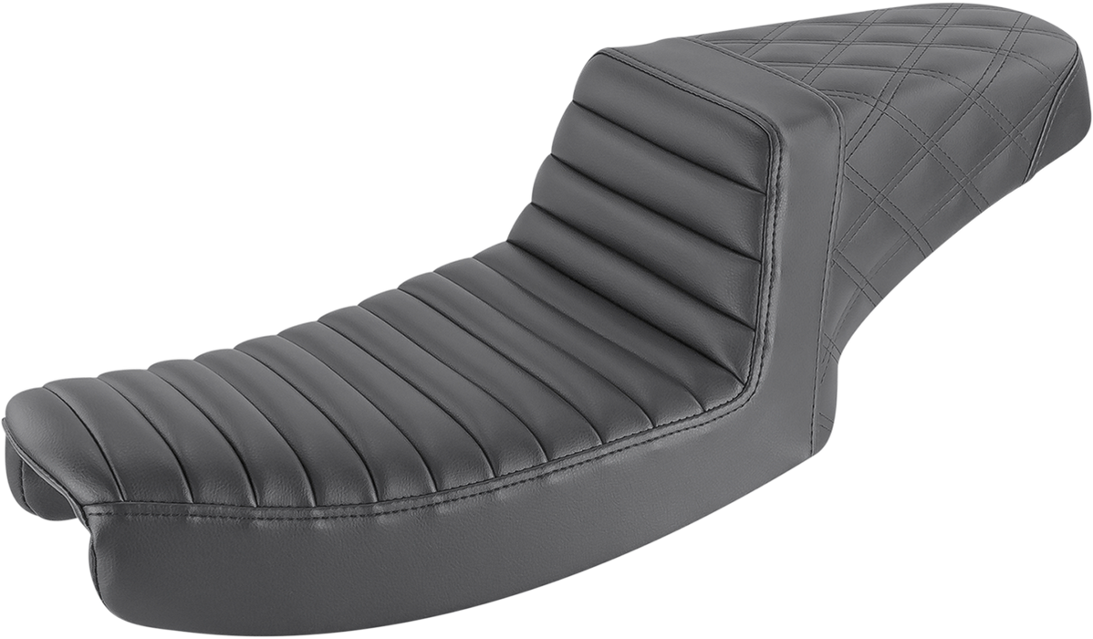 SADDLEMEN Step Up Seat - Tuck and Roll/Lattice Stitched - Dyna '91-'95 - 891-04-176 - PartsOutlet.com.au