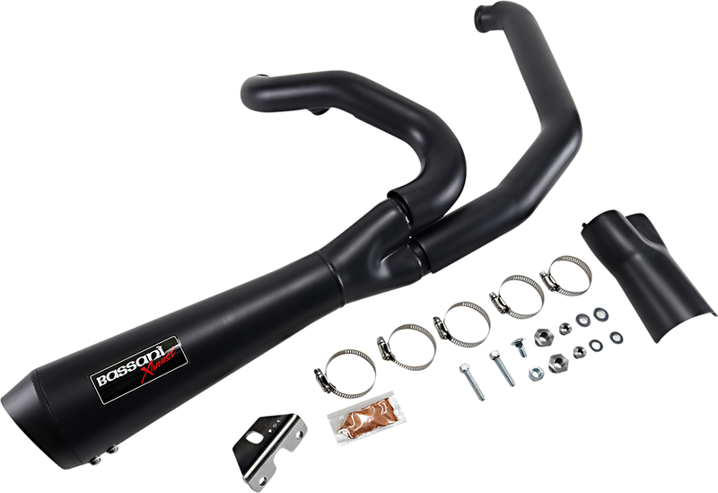 BASSANI XHAUST Short 2:1 Exhaust for M8 FL '17-'20 - Black 1F42RB - PartsOutlet.com.au