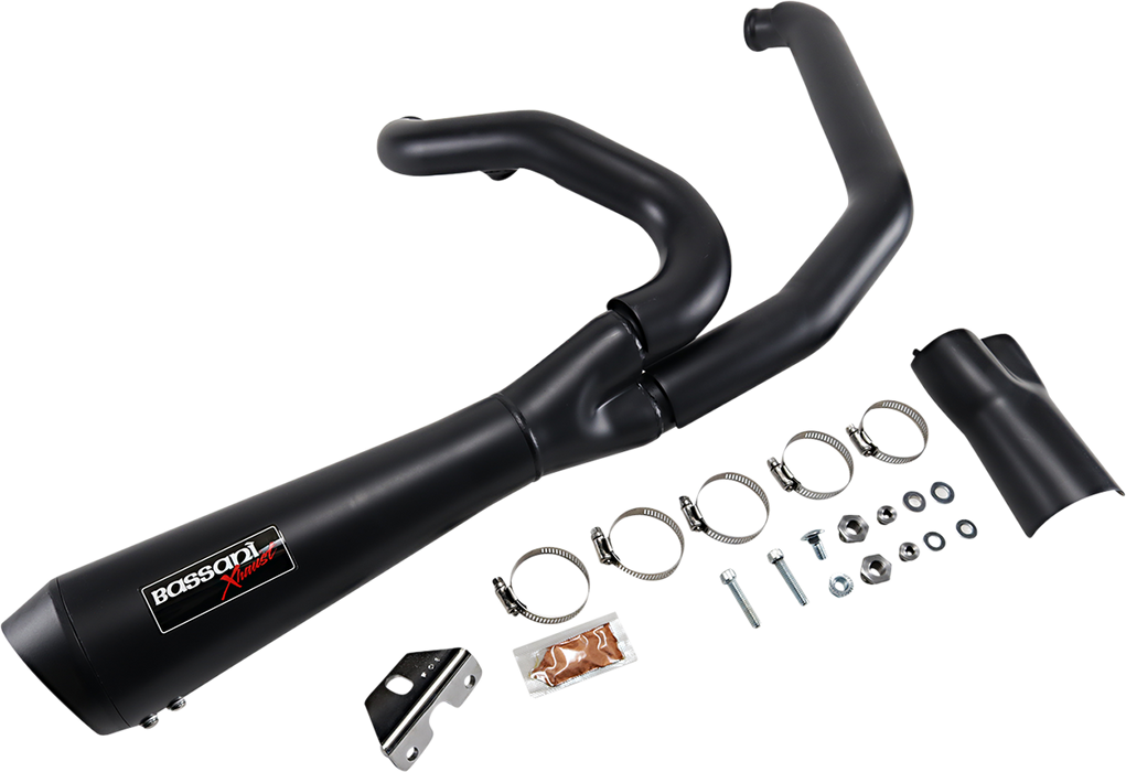 BASSANI XHAUST Short 2:1 Exhaust for M8 FL '17-'20 - Black 1F42RB - PartsOutlet.com.au