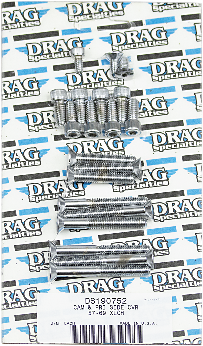 DRAG SPECIALTIES Socket Head Side Cover Bolts - Chrome - XL '58-'69 MK177 - PartsOutlet.com.au