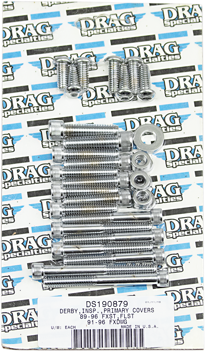 DRAG SPECIALTIES Softail Knurled Primary Bolt Set - Harley-Davidson 1988-1998 - MK266 - PartsOutlet.com.au