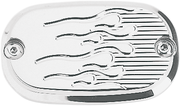 JOKER MACHINE Master Cylinder Cover - Flame - Chrome - Harley-Davidson '99-'17 - 08-01F - PartsOutlet.com.au