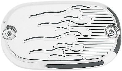 JOKER MACHINE Master Cylinder Cover - Flame - Chrome - Harley-Davidson '99-'17 - 08-01F - PartsOutlet.com.au