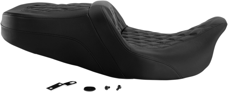SADDLEMEN Lattice Stitch Road Sofa Seat - FL '08-'23 HD Touring - Street/ Road/ Electra - 808-07B-182 - PartsOutlet.com.au