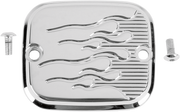 JOKER MACHINE Master Cylinder Cover - Brake - Front - Flame - Chrome - Harley-Davidson 1996-2009 - 951019FC - PartsOutlet.com.au