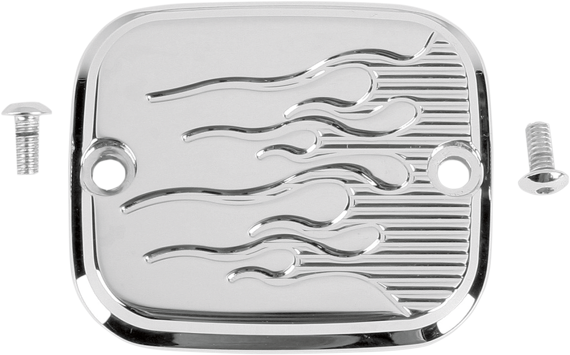 JOKER MACHINE Master Cylinder Cover - Brake - Front - Flame - Chrome - Harley-Davidson 1996-2009 - 951019FC