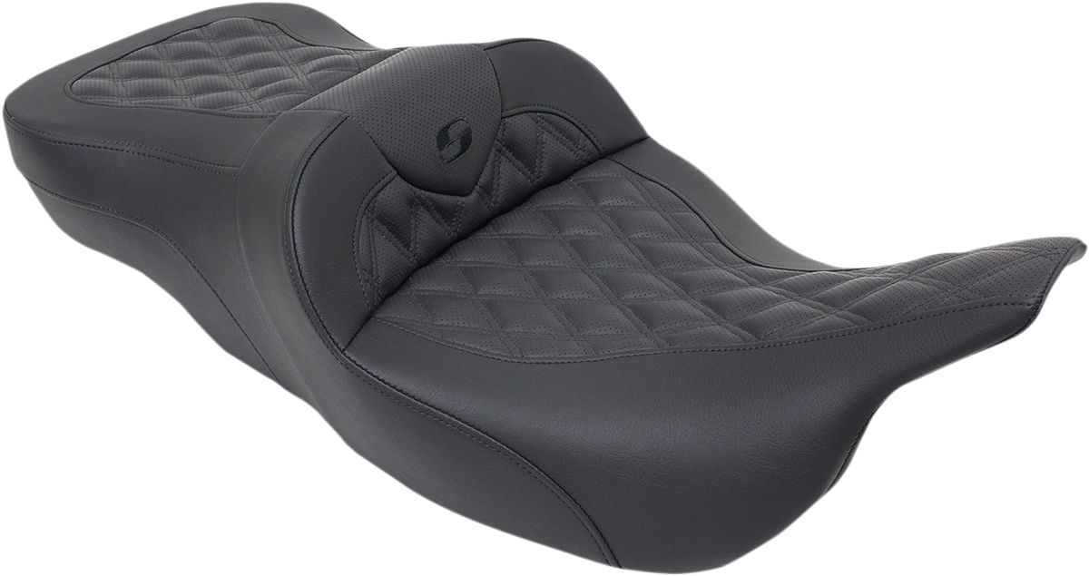 SADDLEMEN Heated Lattice Stitched Road Sofa Seat - Electra Glide / Road Glide '97-'07 - 897-07-182HCT - PartsOutlet.com.au