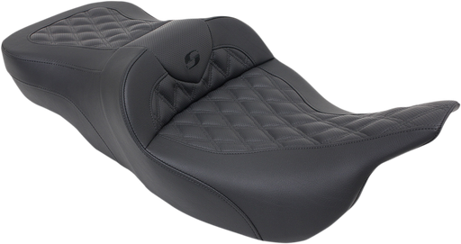 SADDLEMEN Heated Lattice Stitched Road Sofa Seat - Electra Glide / Road Glide '97-'07 - 897-07-182HCT - PartsOutlet.com.au