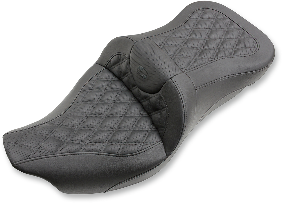 SADDLEMEN Extended Reach Road Sofa Seat - Lattice Stitched  - FL 08+ HD Touring - Street/ Road/ Electra - 808-07B-184