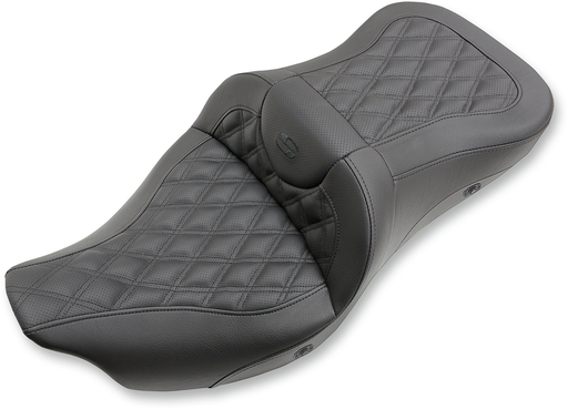 SADDLEMEN Extended Reach Road Sofa Seat - Lattice Stitched - Heated - FL '08-'23 HD Touring - Street/ Road/ Electra - 808-07B-184HCT - PartsOutlet.com.au