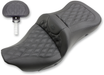 SADDLEMEN Extended Reach Road Sofa Seat - Lattice Stitched - Backrest - Heated - FL '08-'23 HD Touring - Street/ Road/ Electra - 808-07B-184BRHC - PartsOutlet.com.au