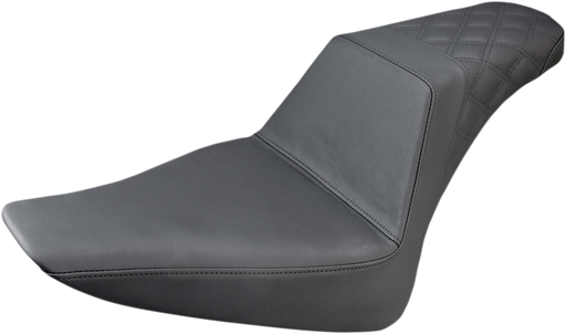 SADDLEMEN Step Up Seat - Driver Smooth/Passenger Lattice Stitched - Black - Softail Slim /FXS '11-'17 - 812-26-173 - PartsOutlet.com.au