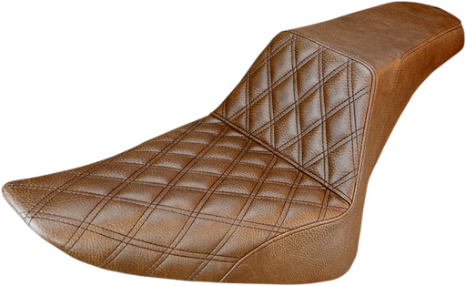 SADDLEMEN Step Up Seat - Lattice Stitched - Brown - Softail '11-'17 - 812-26-172BR - PartsOutlet.com.au