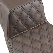 SADDLEMEN Step Up Seat - Lattice Stitched - Brown - Street Glide/Road King '97-'07 - 897-06-172BR - PartsOutlet.com.au