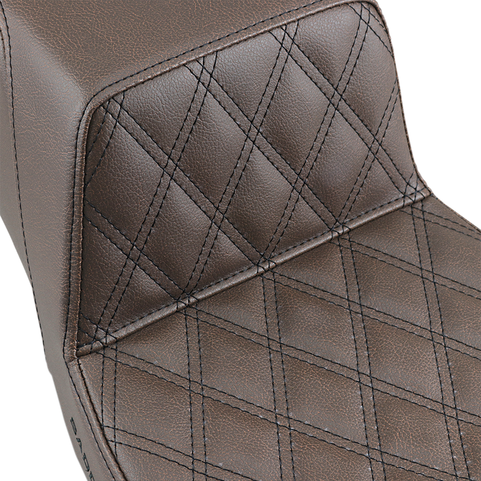 SADDLEMEN Step Up Seat - Lattice Stitched - Brown - Street Glide/Road King '97-'07 - 897-06-172BR - PartsOutlet.com.au