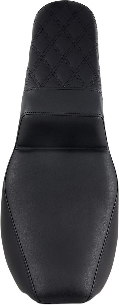 SADDLEMEN Step Up Seat - Passenger Lattice Stitched - Black - Street Glide/Road King '97-'07 - 897-06-173 - PartsOutlet.com.au