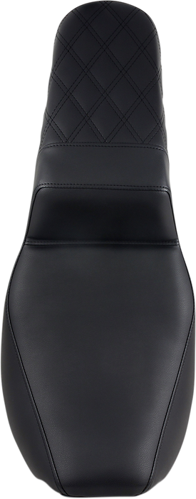 SADDLEMEN Step Up Seat - Passenger Lattice Stitched - Black - Street Glide/Road King '97-'07 - 897-06-173 - PartsOutlet.com.au