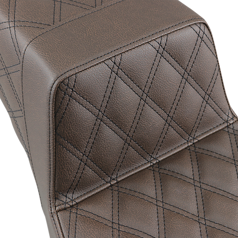 SADDLEMEN Step Up Seat - Lattice Stitched - Brown - Street Glide/Road King '97-'07 - 897-06-175BR - PartsOutlet.com.au