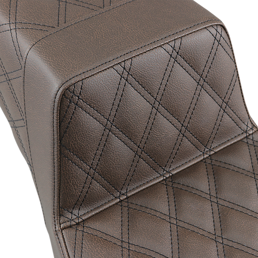 SADDLEMEN Step Up Seat - Lattice Stitched - Brown - Street Glide/Road King '97-'07 - 897-06-175BR - PartsOutlet.com.au