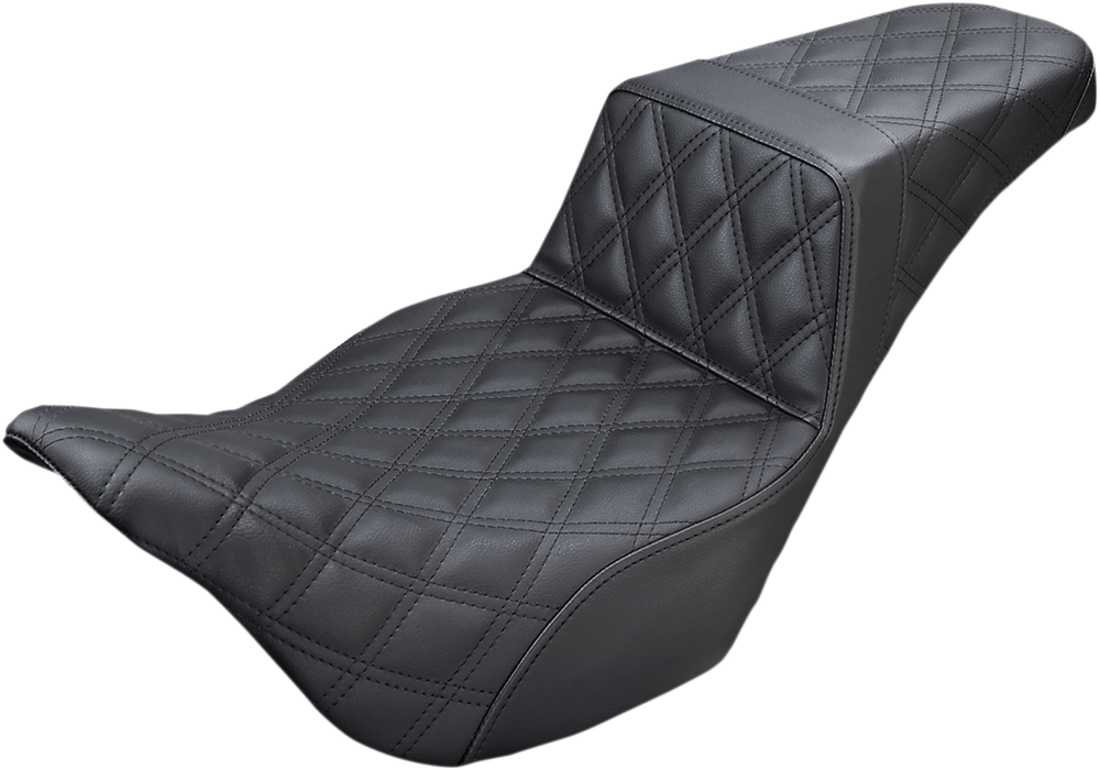 SADDLEMEN Step Up Seat - Lattice Stitched - Black - FL '08-'23 HD Touring - Street/ Road/ Electra - 808-07B-175 - PartsOutlet.com.au