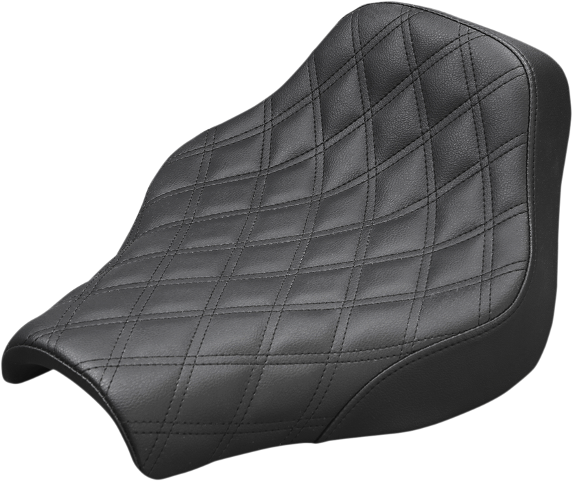 SADDLEMEN Renegade Solo Seat - 18+ Street Bob & Softail Standard -Lattice Stitched - Black 818-30-002LS