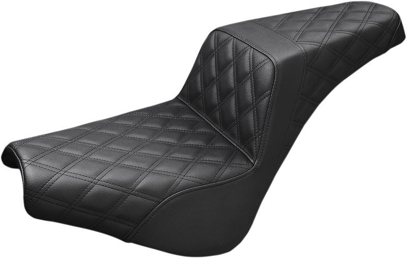 SADDLEMEN Step-Up Seat - Full Lattice Stitch - 18+ Street Bob - Black 818-30-175 - PartsOutlet.com.au
