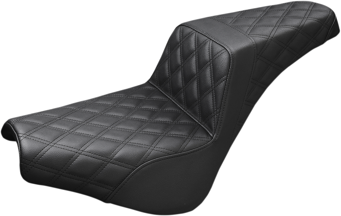 SADDLEMEN Step-Up Seat - Full Lattice Stitch - 18+ Street Bob - Black 818-30-175 - PartsOutlet.com.au