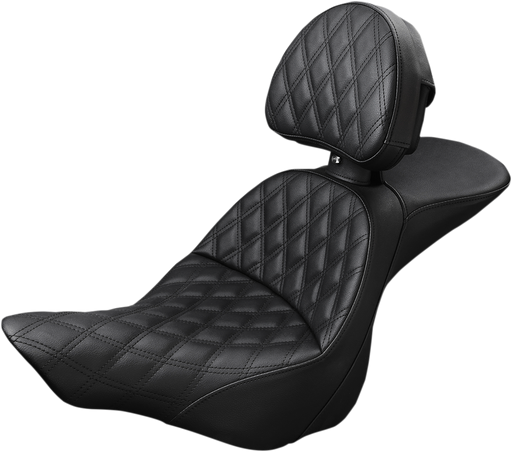 SADDLEMEN Explorer Seat - Lattice Stitched - W/Backrest - Breakout FXSB '13-'17 - 813-27-030LS - PartsOutlet.com.au