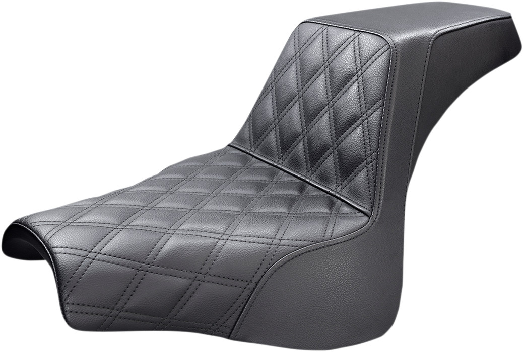 SADDLEMEN Step Up Seat - 18+ Fat Bob - - Lattice Stitched - Black 818-28-172 - PartsOutlet.com.au