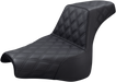 SADDLEMEN Step Up Seat - 18+ Fat Bob - Lattice Stitched Driver and passenger - Black 818-28-175 - PartsOutlet.com.au