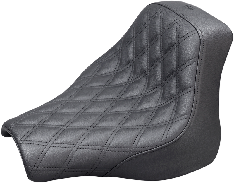 SADDLEMEN Renegade Solo Seat - 18+ Fat Bob - Lattice Stitched - Black 818-28-002LS - PartsOutlet.com.au