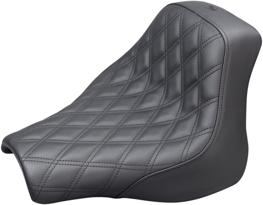 SADDLEMEN Renegade Solo Seat - 18+ Fat Bob - Lattice Stitched - Black 818-28-002LS - PartsOutlet.com.au