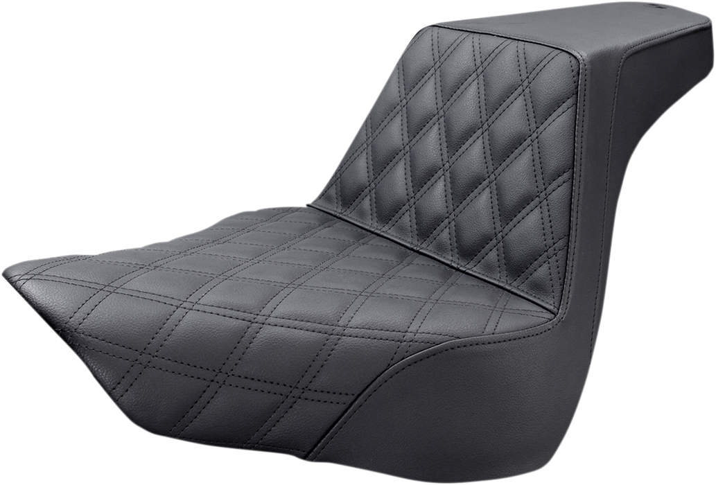 SADDLEMEN Step Up Seat - 18+ Fatboy & 23+ Breakout -Driver's Lattice Stitched - Black 818-27-172 - PartsOutlet.com.au