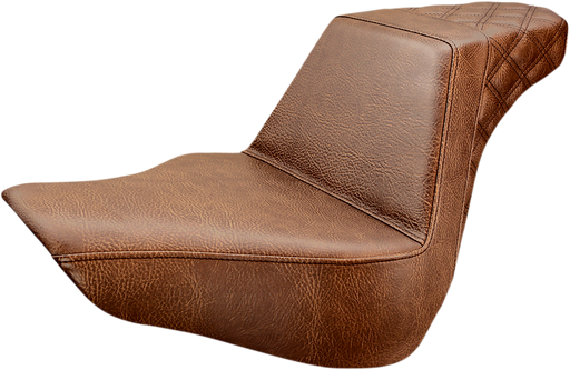 SADDLEMEN Step Up Seat - 18+ Fatboy & 23+ Breakout -Passenger Lattice Stitched - Brown 818-27-173BR - PartsOutlet.com.au