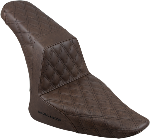 SADDLEMEN Step Up Seat - Lattice Stitched - Brown -Softail '11-'17 - 812-26-175BR - PartsOutlet.com.au