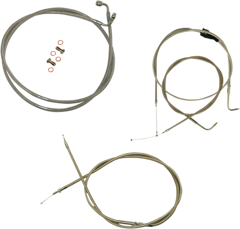 LA CHOPPERS 15-17" APE BAR CABLE KIT STAINLESS STEEL FOR NON-ABS HD - Touring '96-'07 - LA-8005KT-16