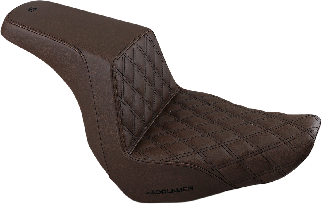 SADDLEMEN Step Up Seat - - 18+ Low Rider / Sport Glide - Lattice Stitched - Brown 818-29-172BR - PartsOutlet.com.au