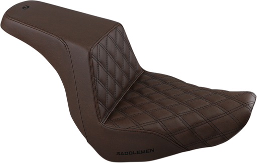 SADDLEMEN Step Up Seat - - 18+ Low Rider / Sport Glide - Lattice Stitched - Brown 818-29-172BR - PartsOutlet.com.au