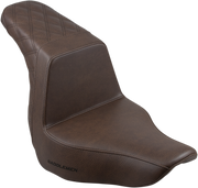 SADDLEMEN Step Up Seat - Passenger Lattice Stitched - Brown - 18+ Low Rider / Sport Glide - 818-29-173BR - PartsOutlet.com.au
