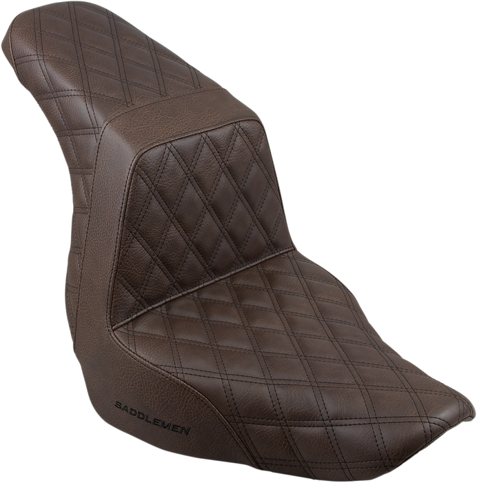 SADDLEMEN Step Up Seat - Lattice Stitched - Brown - 18+ Low Rider / Sport Glide - 818-29-175BR - PartsOutlet.com.au