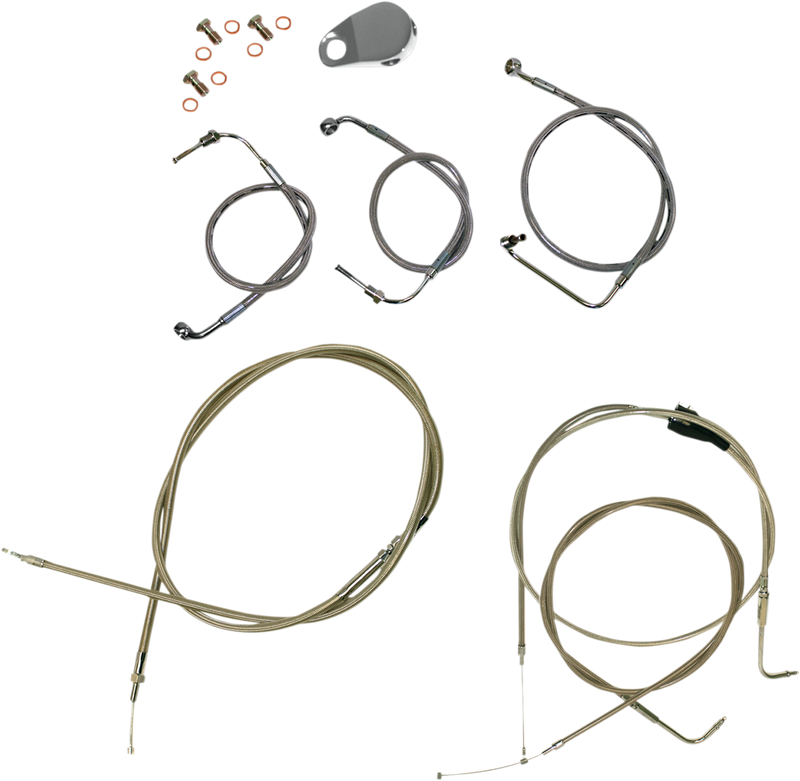 LA CHOPPERS 12-14" APE BAR CABLE KIT STAINLESS STEEL FOR NON-ABS HD - Touring '96-'07 - LA-8006KT-13