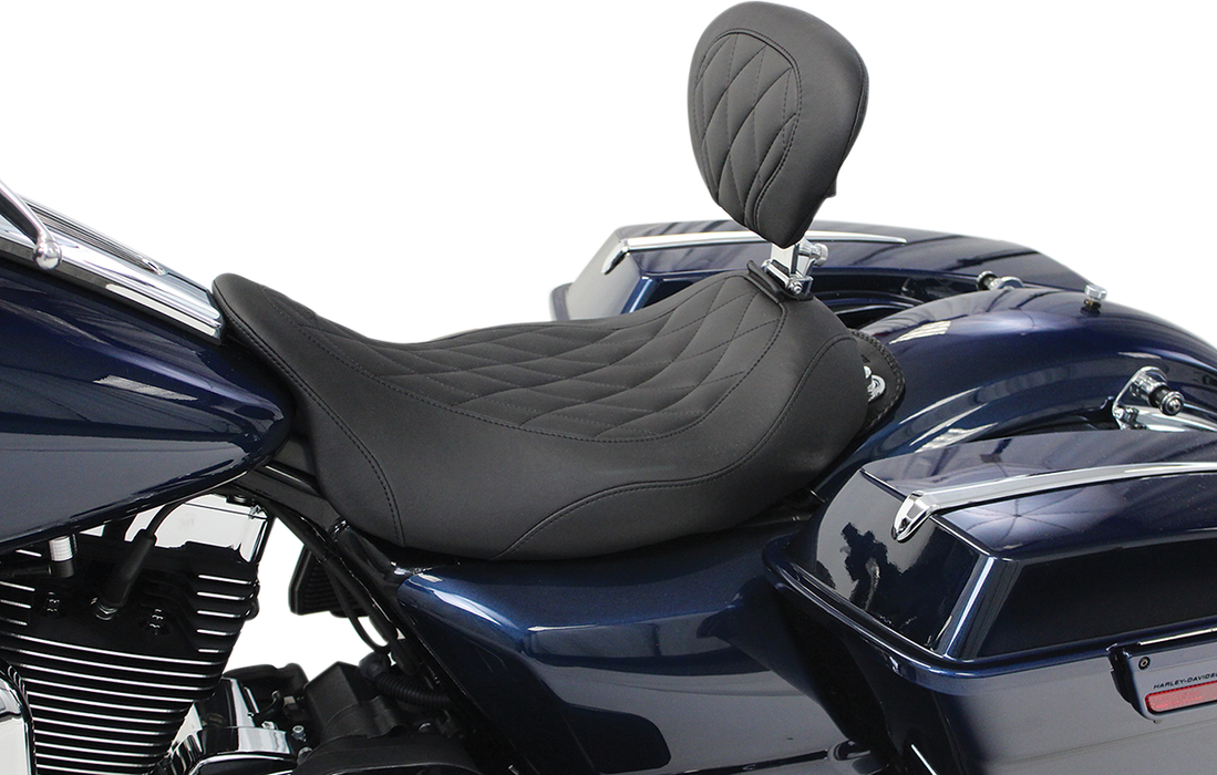 MUSTANG Wide Tripper™ Solo Seat - With Removable Driver Backrest - Harley-Davidson 2008+ FL - 79725 - PartsOutlet.com.au