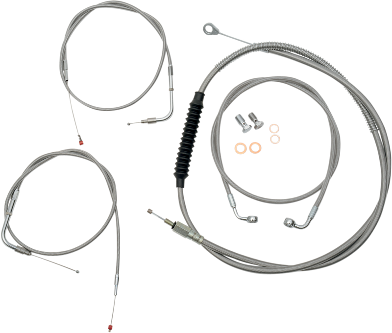 LA CHOPPERS 18-20" APE BAR LENGTH CABLE KIT STAINLESS STEEL FOR NON-ABS HD - Softail '07-'14 - LA-8110KT-19