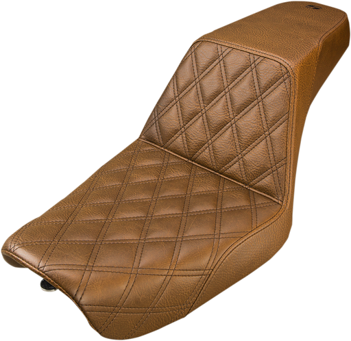 SADDLEMEN Step Up Seat - Lattice Stitched - Brown - '04-'05 Dyna 804-04-172BR - PartsOutlet.com.au