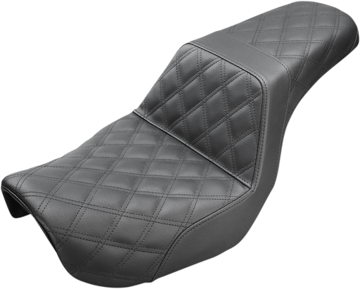 SADDLEMEN Step-Up Seat - Full Lattice Stitch - Black - Dyna 806-04-175 - PartsOutlet.com.au