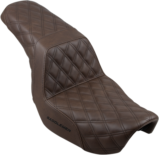 SADDLEMEN Step Up Seat - Lattice Stitched - Brown - Dyna 06-16 - 806-04-175BR - PartsOutlet.com.au