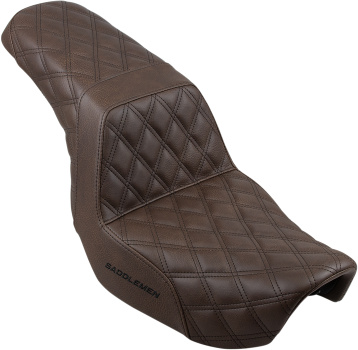 SADDLEMEN Step Up Seat - Lattice Stitched - Brown - Dyna 06-16 - 806-04-175BR - PartsOutlet.com.au